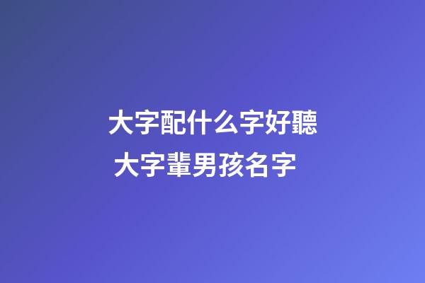 大字配什么字好聽 大字輩男孩名字
